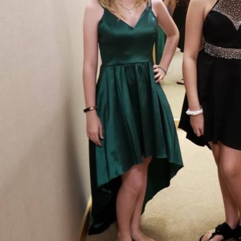 Green Shimmer High Low Formal Dress